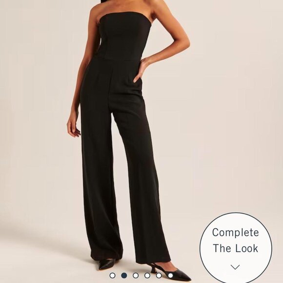 Abercrombie & Fitch Strapless Premium Crepe Jumpsuit - Tall - Picture 1 of 3